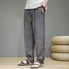 Pantalones harén casuales de lino para hombre, pantalones finos de verano, nuevo estilo chino, pantalones deportivos de lino grueso retro ajustados, transpirables y de estilo tradicional