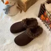 Muller aumento de altura interior cálido invierno felpa de lana de cordero forrada cobertura para la cabeza zapatillas de media suela Rad retro bonitas zapatillas de algodón mujer