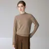 Suéter de cachemira de cuello medio, nuevo estilo de invierno para mujer, base de color liso, ajustado, suave, tejido, suéter corto