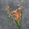 Planta en Maceta de Orquídea Danzante Simulada de 3 Puntas Ramo Sensación Decoración de Escena de Boda Decoración del Hogar Adornos de Flores Artificiales Venta al por Mayor