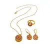 Nuevo Venta Caliente Moda Retro Diamante de Color Colgante Incrustado Calabaza de Diamante Caramelo de Color Hebilla Ping'an Collar Pendientes Al por Mayor