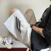 Pantalones Cortos Grises Talla Grande 150 kg para Hombres y Mujeres, Verano Estilo Americano con Tres Rayas Deportivos de Longitud Media Holgados Casuales
