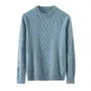 Nova coleção outono e inverno: Suéter 100% lã para homens, gola redonda, espesso, casual, versátil, top de malha para usar por baixo