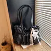 Bolso de Hombro Plegado con Estrella Estilo Coreano Nuevo Primavera 2026 para Mujer, Bolso Cruzado Versátil, Bolso Tote de Cuero Suave de Moda para el Trabajo