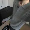 Suéter de punto trenzado de manga larga para mujer, estilo Old Money, cuello polo, corte holgado, mezcla de lana suave y cómoda, colección otoño/invierno 2026, nuevo y moderno