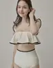 Nuevo traje de baño de dos piezas de cintura alta para mujer, que cubre la barriga, adelgazante, para vacaciones en la playa, aguas termales, mujeres [una generación de cabello]]