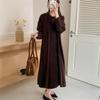 Casaco Longo Solto com Manga Longa e Cinto para Mulheres Outono e Inverno 2025 Estilo Normcore Robe Preguiçoso Cardigã de Tricô 100% Caxemira Pura