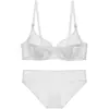 Conjunto de Lencería Sexy de Malla Hueca Estilo Francés Cómodo para Mujer, Sujetador Push-Up Delgado con Aros para Busto Pequeño Que Hace que los Bustos Grandes Parezcan Más Pequeños