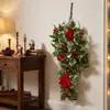 Pendente de parede de Natal estilo americano transfronteiriço com bico-de-papagaio, azevinho, bagas vermelhas, arranjos florais artificiais, decoração de parede de entrada para as festas