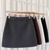 Falda de Lana Retro para Mujer en Primavera y Otoño, Estilo Coreano, Moderna, Cómoda y Sencilla, Falda Corta de Corte A, Falda de Cadera de Cintura Alta