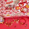 Puzzle de Punzón y Palo del Año del Caballo, Pulsera Infantil de Año Nuevo Caja de Regalo Set, Puzzle Estilo Chino Imán para Nevera Accesorio DIY Regalo