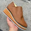 Botines Cortos Nuevos de Otoño e Invierno Comercio Exterior Transfronterizo Zapatos de Mujer Tallas Grandes Punta Redonda Europea y Americana Suela Gruesa Tacón de Cuña Cremallera Lateral Botas Casuales