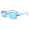 Gafas de sol cuadradas sin montura con borde cortado transfronterizas europeas y americanas, Gafas de sol personalizadas de una sola pieza de colores caramelo, Gafas de sol para protección solar al aire libre