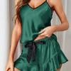 Pijamas Transfronterizos para Mujer Verano Seda Seda de Hielo Sexy Tirantes Shorts Conjunto de Dos Piezas Seda Simulada Delgada Ropa para el Hogar