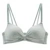 Sujetador push-up pequeño estilo japonés, sin costuras, sin varillas, dulce y lindo para niñas, con tirantes, estilo estudiante, a cuadros, hermoso diseño de espalda