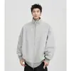 Camiseta básica com zíper estilo cityboy japonês, mangas raglan, corte solto, cor sólida, design simples, versátil para primavera e outono, peça externa casual