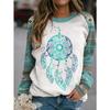 2024 Nuevo Otoño Suéter Casual Holgado de Cuello Redondo para Mujer Exportación Transfronteriza Retro Tribal Estampado Digital Mangas Largas
