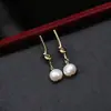 Pendientes de perlas naturales Mingyuan, pendientes de plata de ley s925, pendientes de gancho personalizados de moda, regalo para mujeres