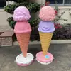 Escultura de Helado Esférico Adorno Grande Modelo de Helado de Doble Bola Colgante de Pared Luminoso Decoración de Tienda de Postres Invertida
