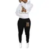 Novo conjunto de moletom com capuz casual de comércio exterior marca de moda conjunto de moletom estampado com cabeça de urso tamanho europeu moletom