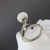 Joias de Prata Nafoge Atacado Anel Vintage de Prata Tailandesa para Mulheres com Flor de Jade Hetian Natural Anel de Prata 925