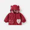 Conjunto de Dos Piezas para Niña Estilo Coreano con Capucha, Cuadros 3D, Lazo y Dibujos Animados, Chaqueta de Otoño con Jeans Bordados