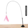 Juguete de varilla para gatos de suelo con base de alambre de acero, nueva cabeza de repuesto de plumas duradera, resistente a la mordida