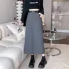 A- personaje Estilo Hong Kong Hip Hop Cintura Alta Adelgazante Todo Fósforo Traje de Cadera Falda Larga Primavera y Otoño Falda de Gama Alta Colgante con Abertura