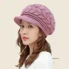 Chapéus Transfronteiriços de Outono e Inverno para Mulheres, Boina Fashion com Aba, Forrada com Lã e Espessa, Chapéu de Mãe, Chapéu de Lã Tricotado Quente