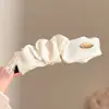 Pinza banana de satén plisado estilo francés para recogidos de mujer, pasador grande para coletas altas, pinza de agarre vertical con un toque de alta gama