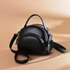 Bolso Cruzado Pequeño de Moda para Mujer de Cuero Genuino Bolso Redondo Pequeño Portátil de Gama Alta Bolso de Hombro de Vaca Versátil para Mujer