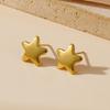 Pendientes pequeños y lindos de estrella de cinco puntas, personalizados, geométricos irregulares, estilo francés, retro, lisos, de acero y titanio