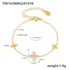 Rueda de la Fortuna Flor de Cuatro Hojas Europea y Americana Circonita Súper Brillante Collar Pulsera Hermoso conjunto Acero Inoxidable Chapado en Oro Mujeres