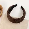 Otoño Temprano Retro Estilo Maillard Dulce Fresco Día de Otoño Lunares Estampado de Leopardo Superficie Suave Esponja Cráneo Alto Ala Ancha Diadema Banda para el Cabello para Mujeres