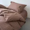 Xiang Ling Premium Sencillo Estilo Ins 100% Algodón Rayas Algodón Puro Juego de Cama de Cuatro Piezas: Sábana, Funda de edredón, Funda de almohada