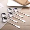 Colher de Aço Inoxidável de Alta Qualidade para Estudantes, Espessada Estilo Chinês, Estilo Ocidental, Estilo Coreano com Cabeça Redonda, Colher Criativa para Sobremesa, Colher de Arroz