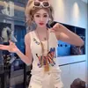Chal sin mangas con estampado de letras de poni de dibujos animados para mujer, temporada Primavera/Verano 2026, Top de moda versátil ajustado, Tendencia