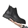 [Personalizado] Botines Planos Otoño e Invierno para Hombre Estilo Británico de Una Sola Pierna Botas de Cuero para Hombre Botas Chelsea S52-H
