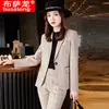 Traje Profesional de Manga Larga para Mujer de Otoño e Invierno Traje de Pantalón Formal Traje para Entrevista Trabajo de Ventas Ropa de Trabajo 9566