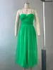 Venta al por mayor transfronteriza europea y americana Ropa para mujer Vestido midi de malla Falda de tirantes elegante Vestido de malla con lazo