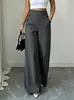 Pantalones casuales lisos de cintura alta, doble botonadura, corte holgado, adelgazantes, de verano, nuevos, transfronterizos europeos y americanos, para ir al trabajo