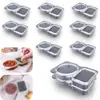 Caja de almacenamiento de alimentos de doble compartimento para snacks y frutas, recipiente pequeño de alimentos de dos compartimentos, caja de salsa desechable para refrigerador, vaso de salsa para llevar