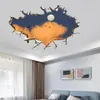 Comercio exterior transfronterizo pegatinas de pared tridimensionales que atraviesan la pared nubes luna paisaje pegatinas de pared decorativas para sala de estar fondo de pared removibles