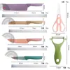 Conjunto de Facas de Aço Inoxidável Conjunto de Facas de Cozinha Palha de Trigo Conjunto de 6 Peças com Tesoura Conjunto de Facas de Cozinha Multifuncional