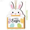Tarjeta de Regalo de Pascua de Amazon Cartera de Madera de Pascua Decoración de Cartera de Conejito Feliz de Primavera Huevo