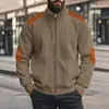 Jaqueta Casaco Amazon Masculina Pesada Veludo Europeu Costura Zíper Contrastante Manga Longa Outono Casual Masculino