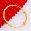 Pulseira de Cobre Banhada a Ouro com Acabamento Dourado Areia Antigo, Pulseira de Ouro Imitação para Mulheres, Pulseira de Empurrar e Puxar com Pontas Abertas, Mesmo Estilo das Lojas de Ouro