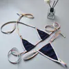 Roupa íntima sexy transfronteiriça conjunto de lingerie calcinha de cintura baixa three-point feminina divertida com amarração no pescoço biquíni V013