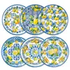 Bp039 Platos de Papel de Porcelana Azul Limón y Blanco para Fiestas Navideñas, Juego para 8 Personas, Decoración Estilo Chino, Papel Desechable
