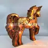 Lámpara de Madera con Forma de Unicornio Naranja Lámpara Artesanal Estilo Unicornio Iluminación LED de Unicornio de Madera